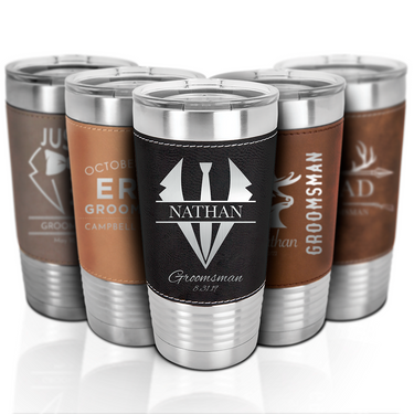 Personalized 20oz Leatherette Groomsmen Tumbler Gift